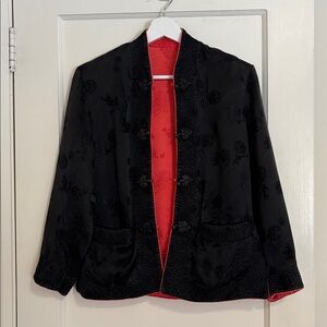 Black and red reversible Tangzhuang traditional Chinese jacket